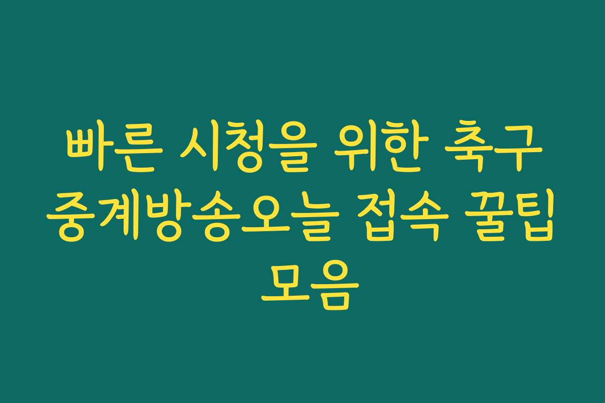 빠른 시청을 위한 축구중계방송오늘 접속 꿀팁 모음