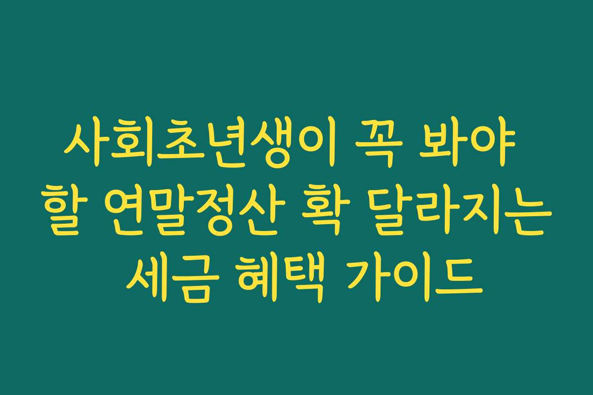 사회초년생이 꼭 봐야 할 연말정산 확 달라지는 세금 혜택 가이드
