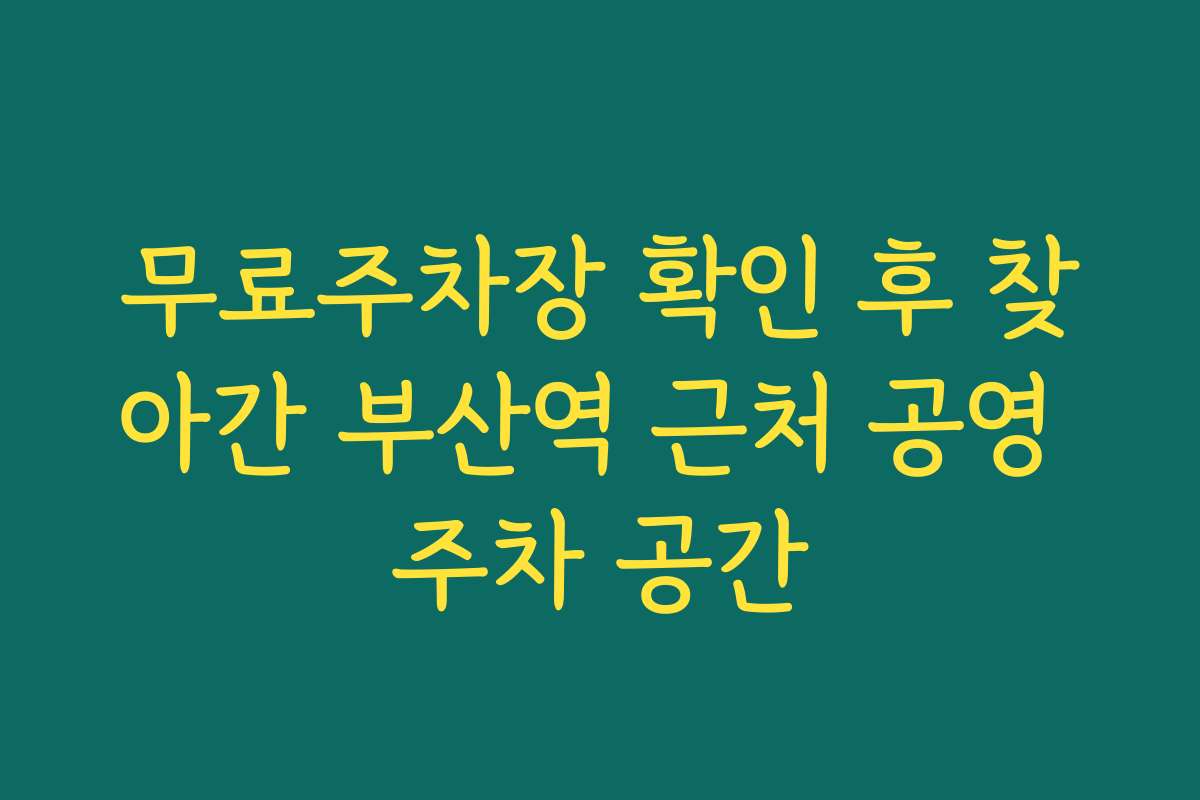 무료주차장 확인 후 찾아간 부산역 근처 공영 주차 공간
