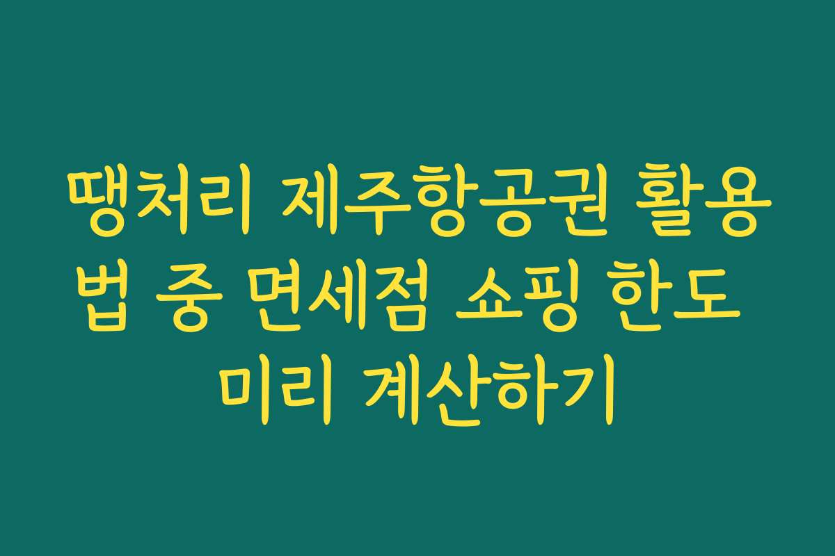땡처리 제주항공권 활용법 중 면세점 쇼핑 한도 미리 계산하기