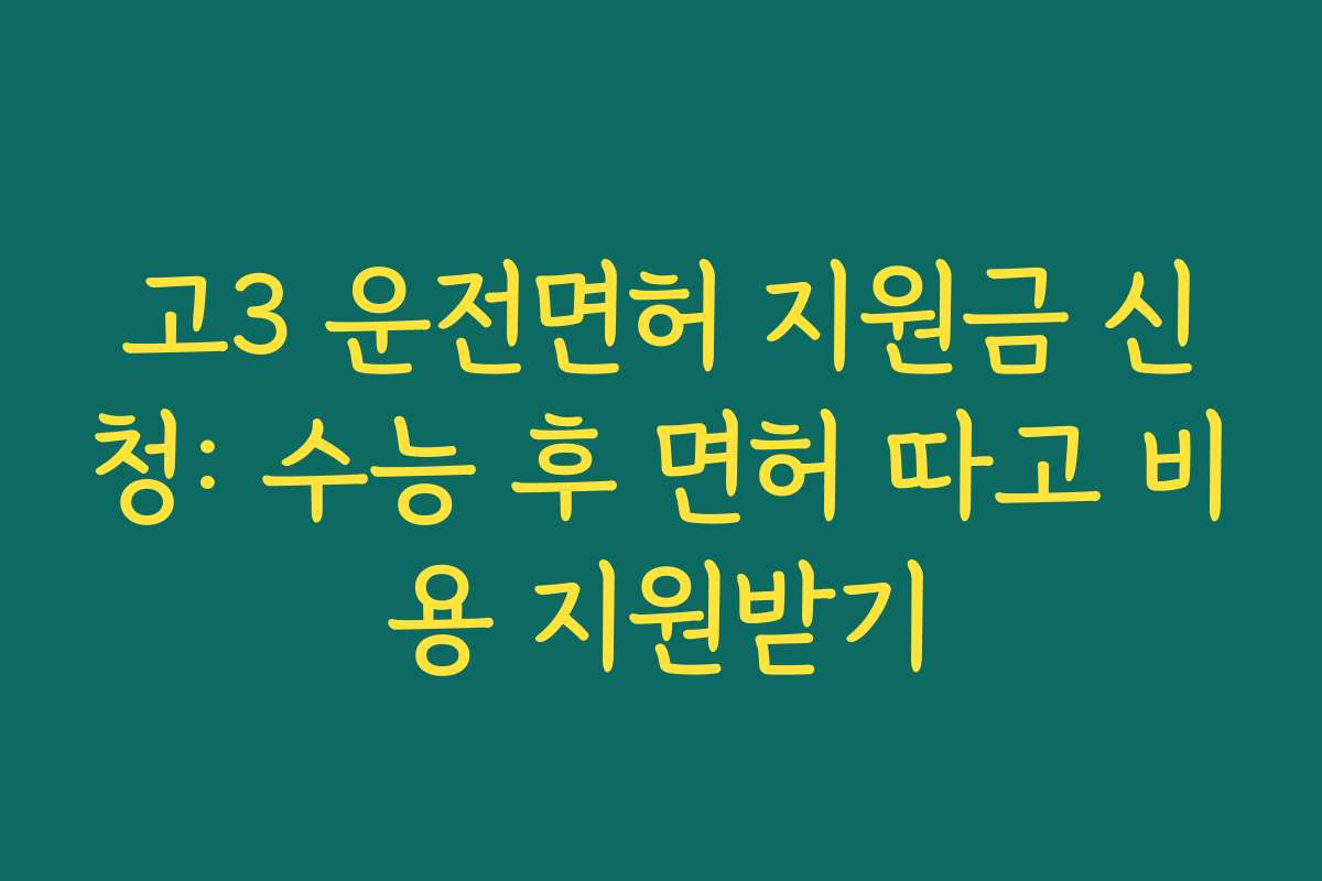 고3 운전면허 지원금 신청: 수능 후 면허 따고 비용 지원받기