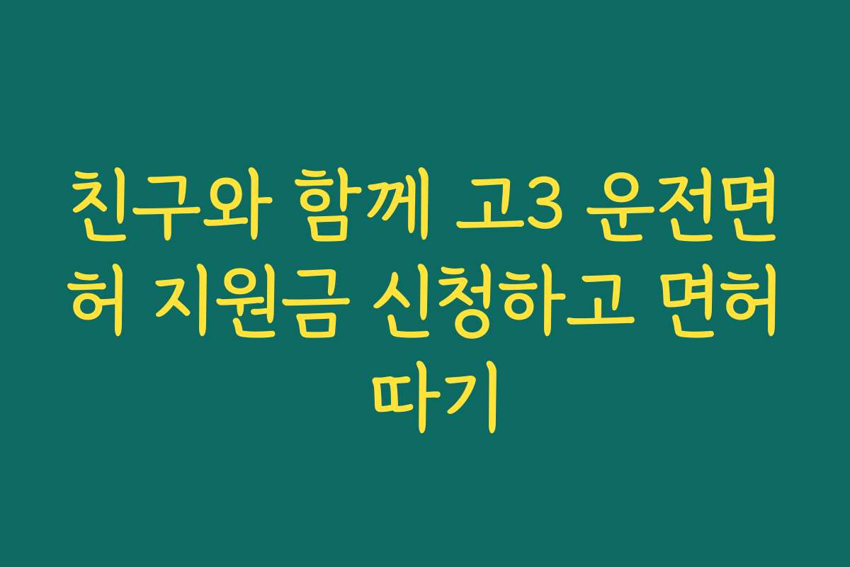 친구와 함께 고3 운전면허 지원금 신청하고 면허 따기
