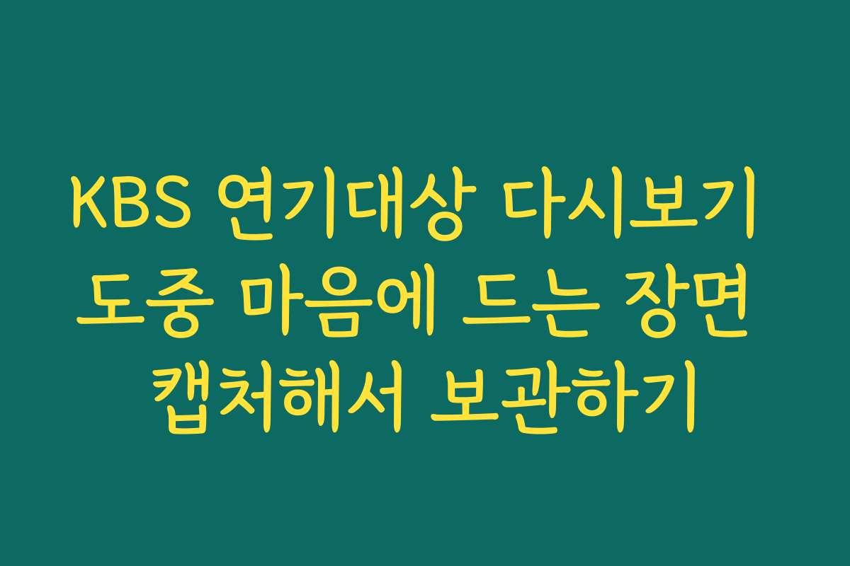 KBS 연기대상 다시보기 도중 마음에 드는 장면 캡처해서 보관하기