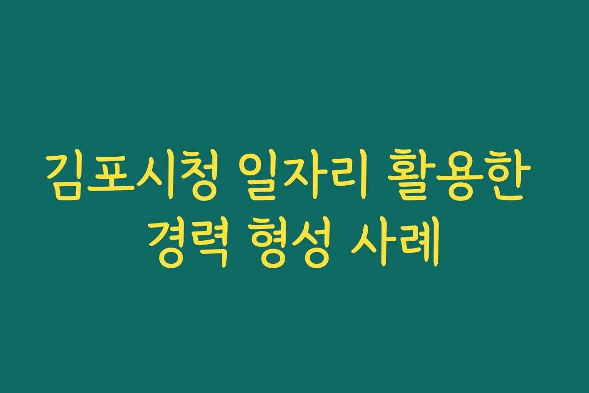 김포시청 일자리 활용한 경력 형성 사례