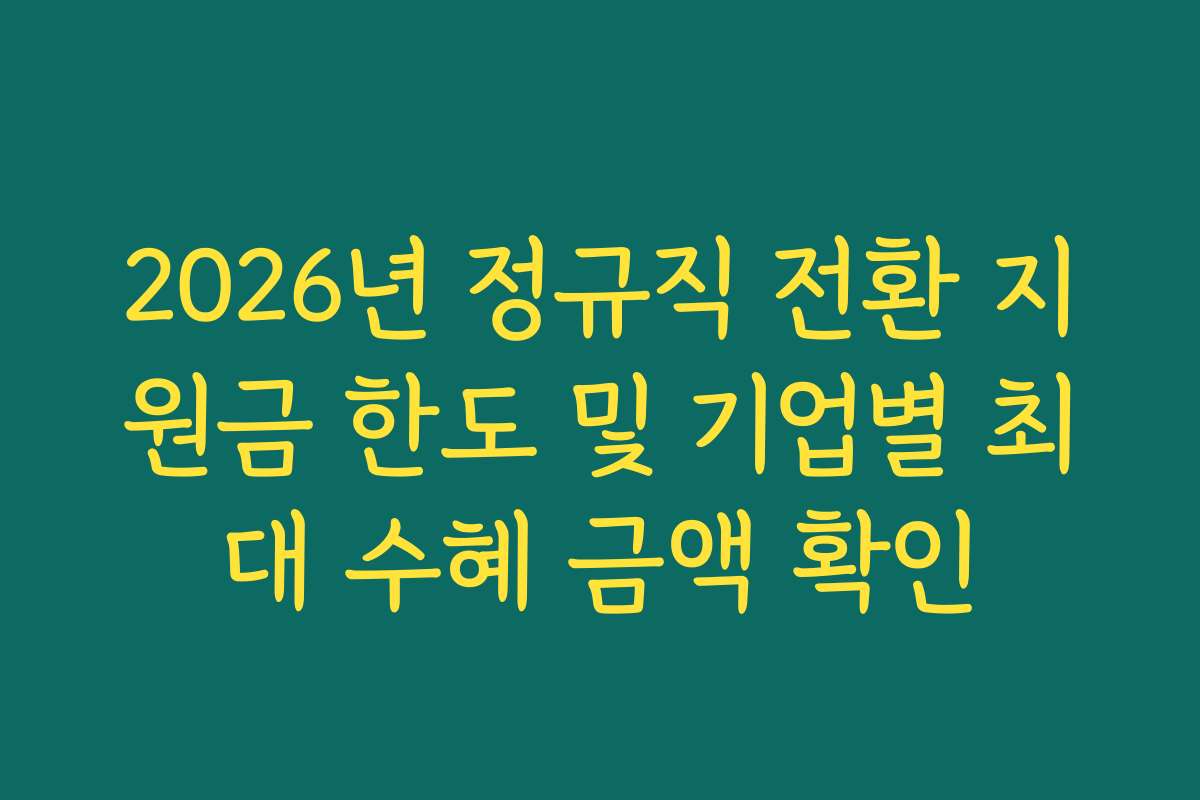 2026년 정규직 전환 지원금 한도 및 기업별 최대 수혜 금액 확인