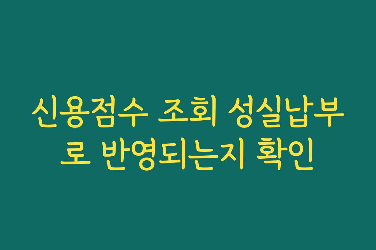 신용점수 조회 성실납부로 반영되는지 확인