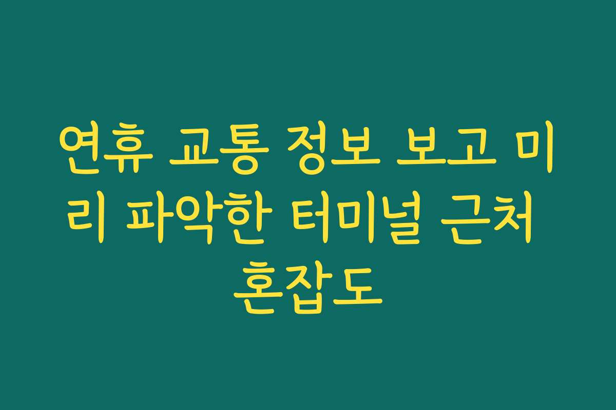 연휴 교통 정보 보고 미리 파악한 터미널 근처 혼잡도