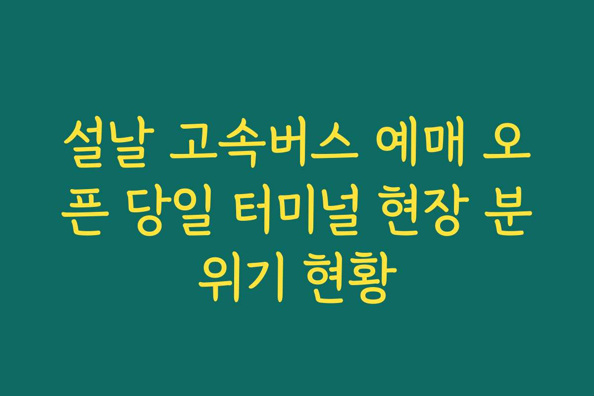 설날 고속버스 예매 오픈 당일 터미널 현장 분위기 현황