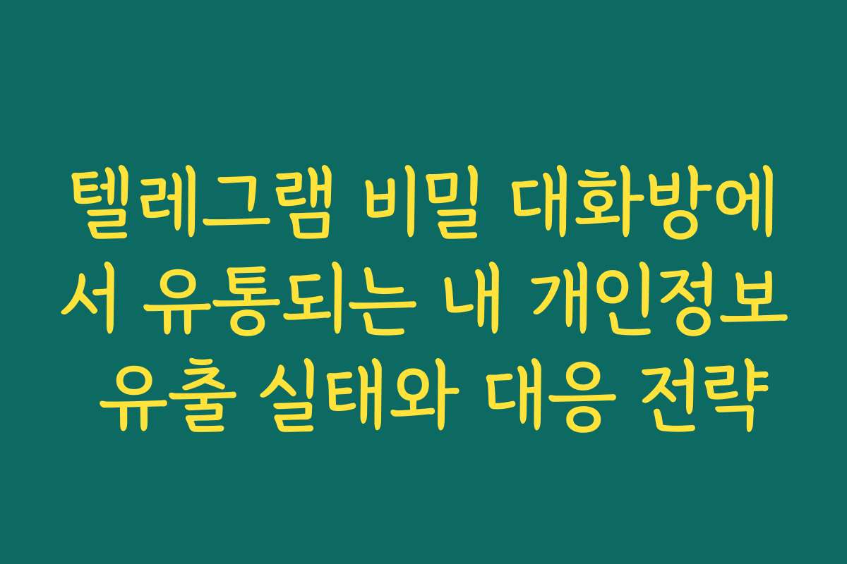 텔레그램 비밀 대화방에서 유통되는 내 개인정보 유출 실태와 대응 전략