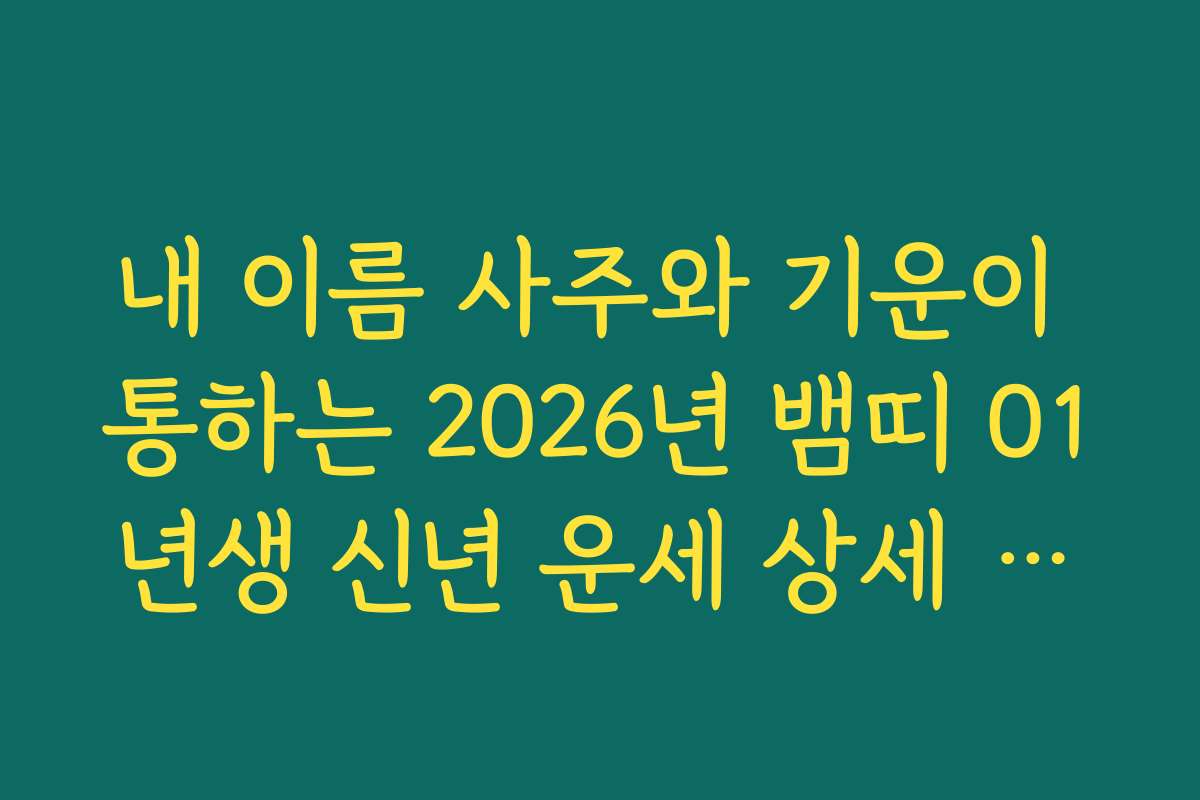 내 이름 사주와 기운이 통하는 2026년 뱀띠 01년생 신년 운세 상세 해설