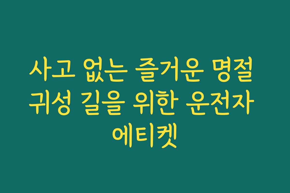 사고 없는 즐거운 명절 귀성 길을 위한 운전자 에티켓