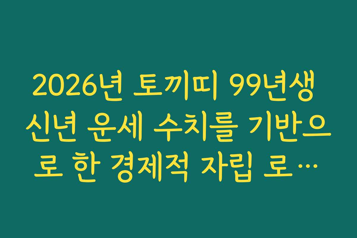 2026년 토끼띠 99년생 신년 운세 수치를 기반으로 한 경제적 자립 로드맵