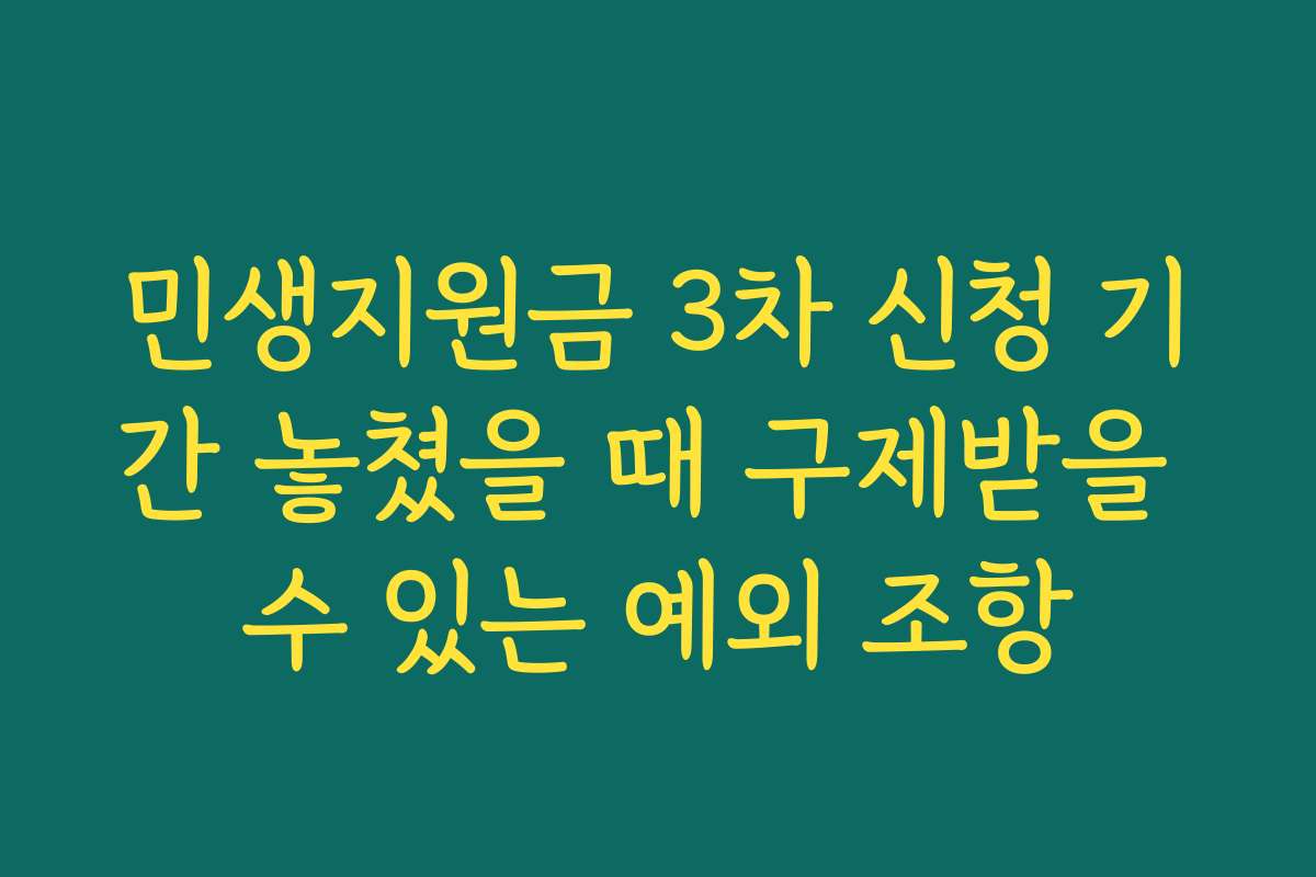 민생지원금 3차 신청 기간 놓쳤을 때 구제받을 수 있는 예외 조항