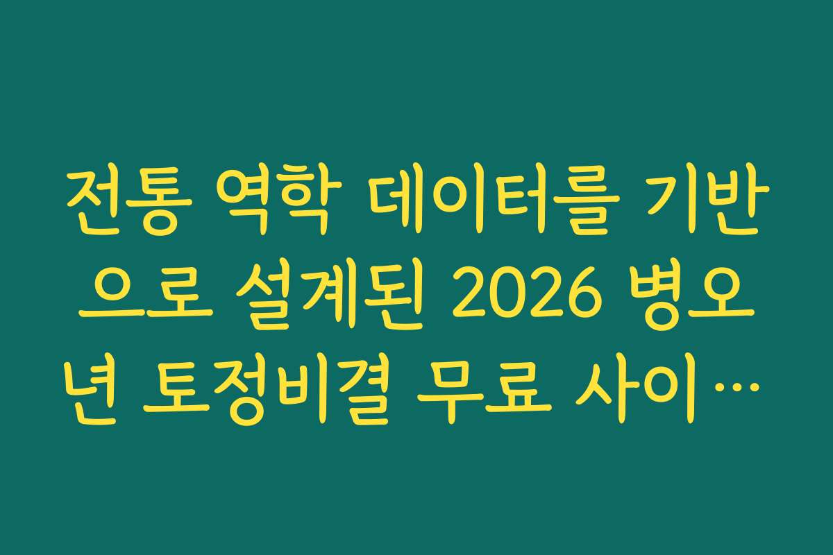전통 역학 데이터를 기반으로 설계된 2026 병오년 토정비결 무료 사이트 특징