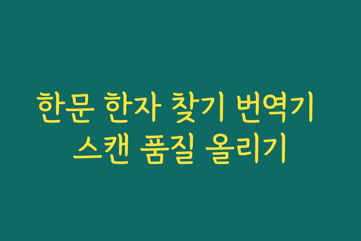 한문 한자 찾기 번역기 스캔 품질 올리기