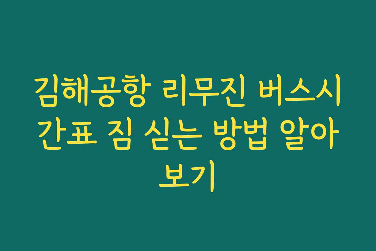 김해공항 리무진 버스시간표 짐 싣는 방법 알아보기
