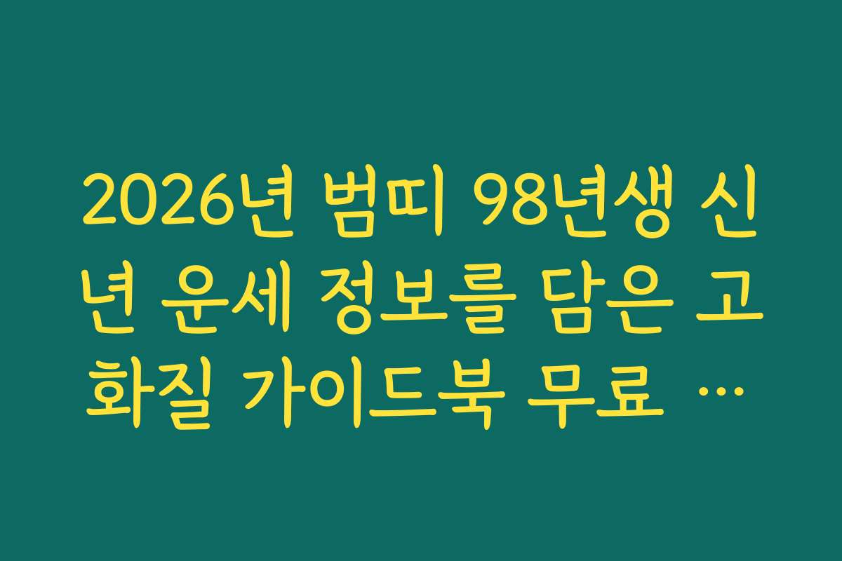 2026년 범띠 98년생 신년 운세 정보를 담은 고화질 가이드북 무료 다운로드