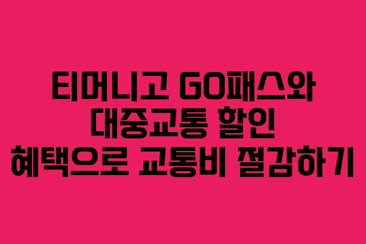 티머니고 GO패스와 대중교통 할인 혜택으로 교통비 절감하기