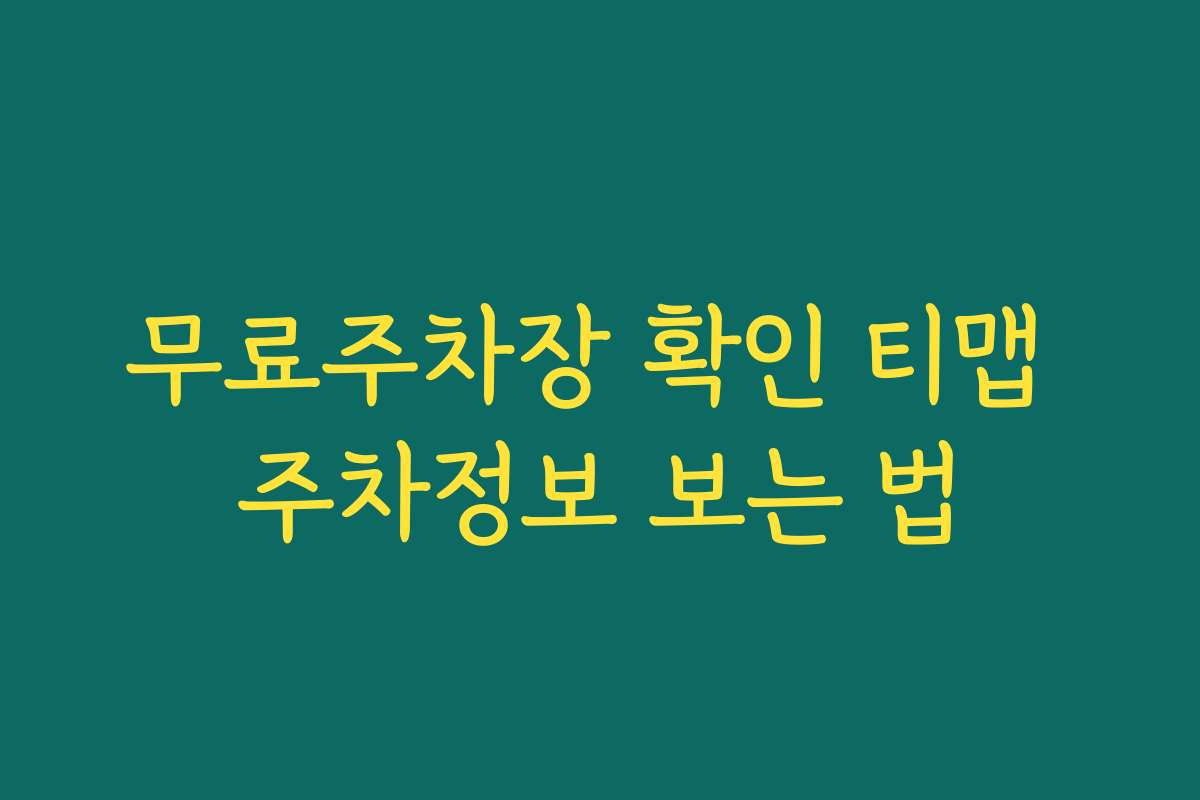 무료주차장 확인 티맵 주차정보 보는 법