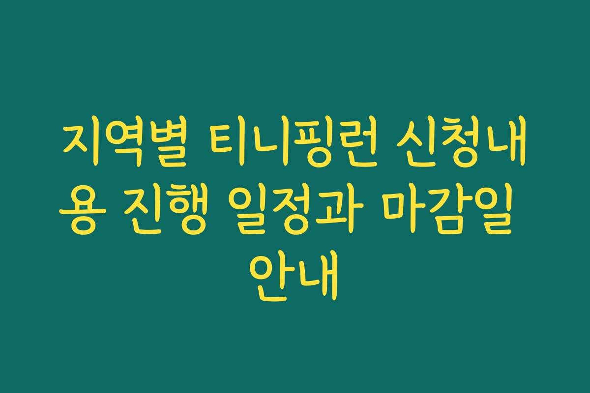 지역별 티니핑런 신청내용 진행 일정과 마감일 안내