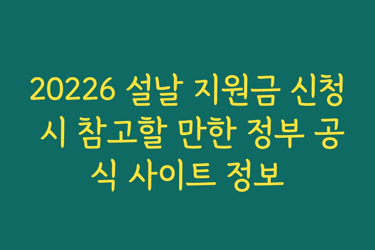 20226 설날 지원금 신청 시 참고할 만한 정부 공식 사이트 정보
