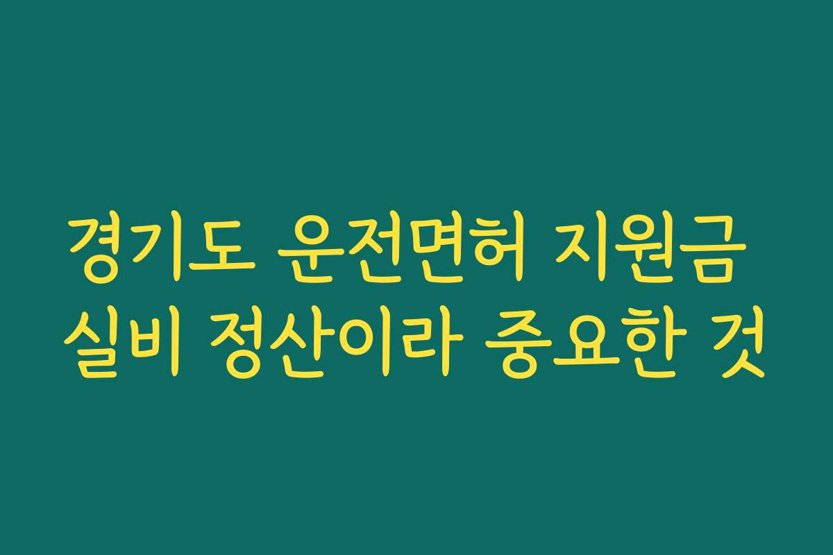 경기도 운전면허 지원금 실비 정산이라 중요한 것