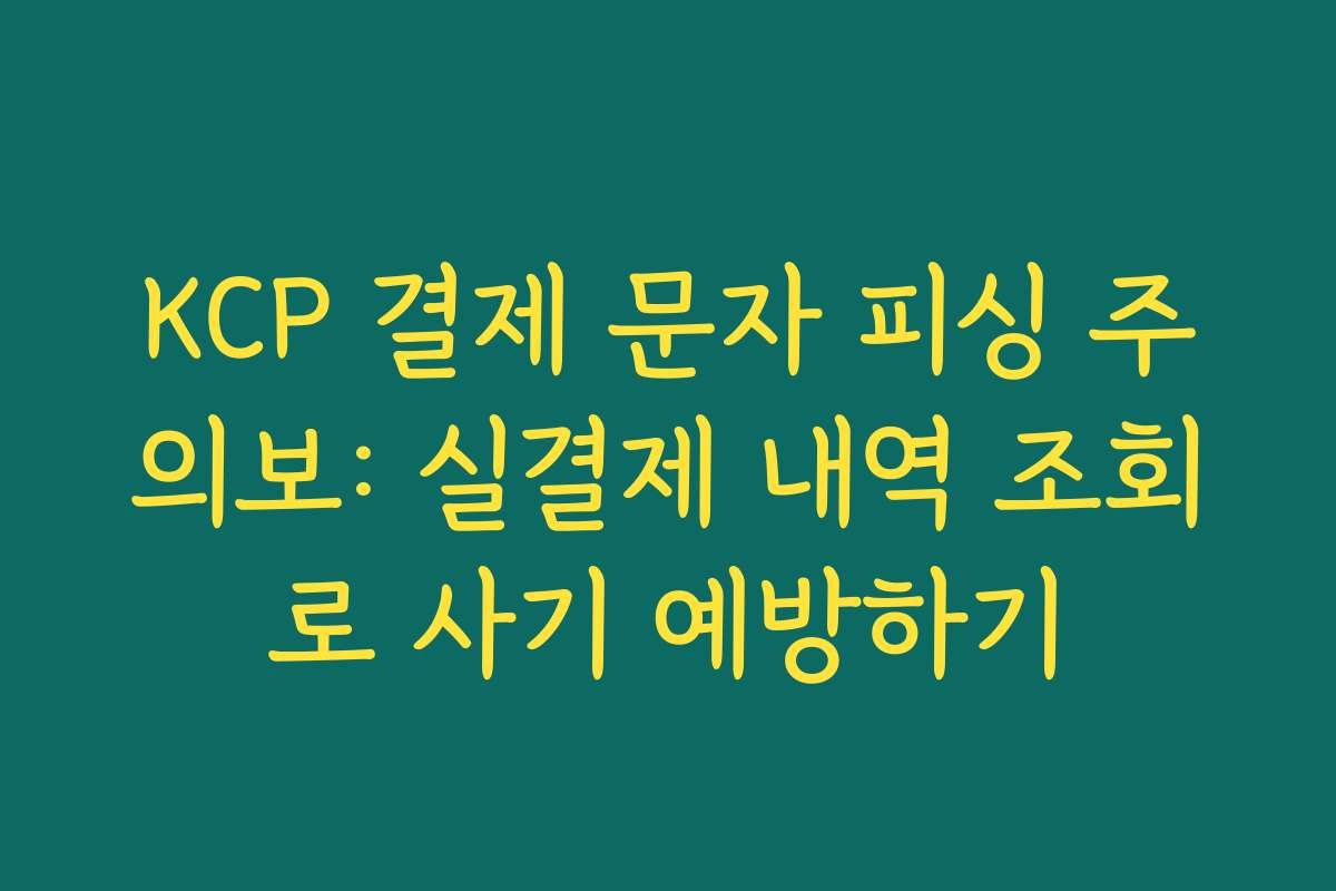 KCP 결제 문자 피싱 주의보: 실결제 내역 조회로 사기 예방하기
