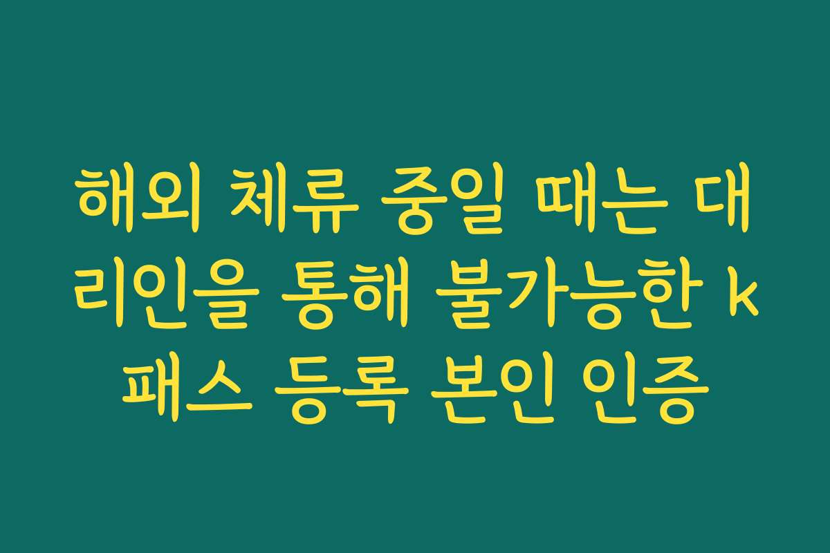 해외 체류 중일 때는 대리인을 통해 불가능한 k패스 등록 본인 인증