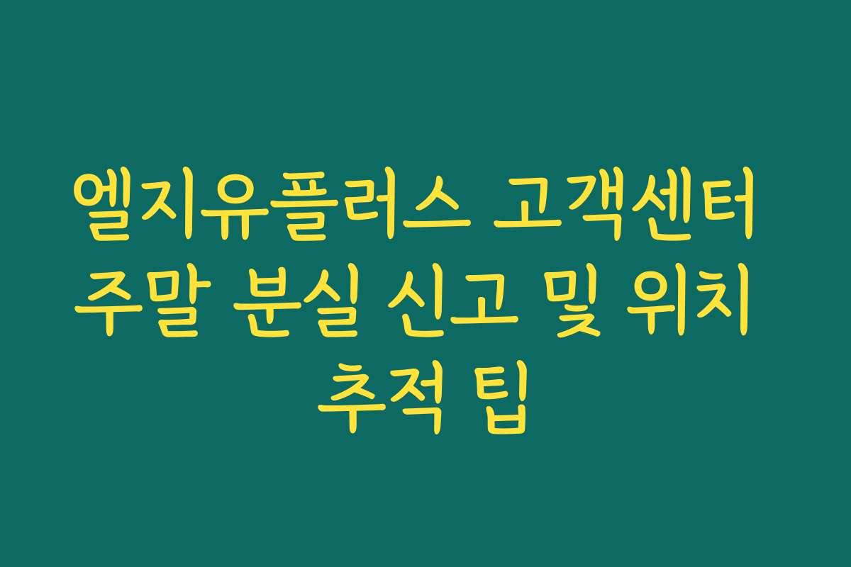 엘지유플러스 고객센터 주말 분실 신고 및 위치 추적 팁