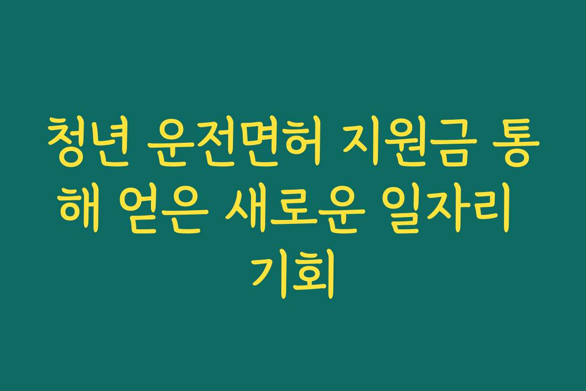 청년 운전면허 지원금 통해 얻은 새로운 일자리 기회