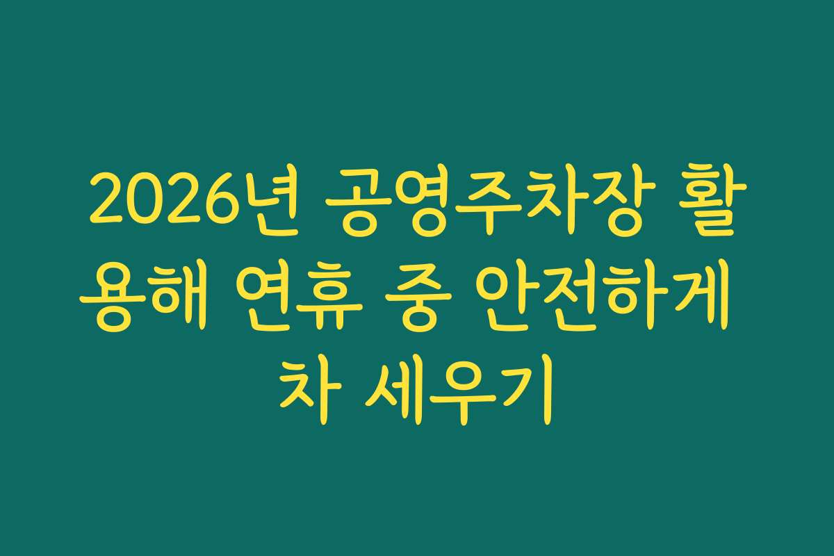 2026년 공영주차장 활용해 연휴 중 안전하게 차 세우기