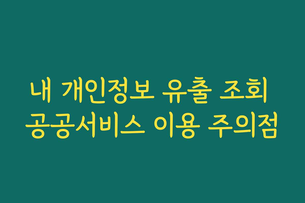 내 개인정보 유출 조회 공공서비스 이용 주의점