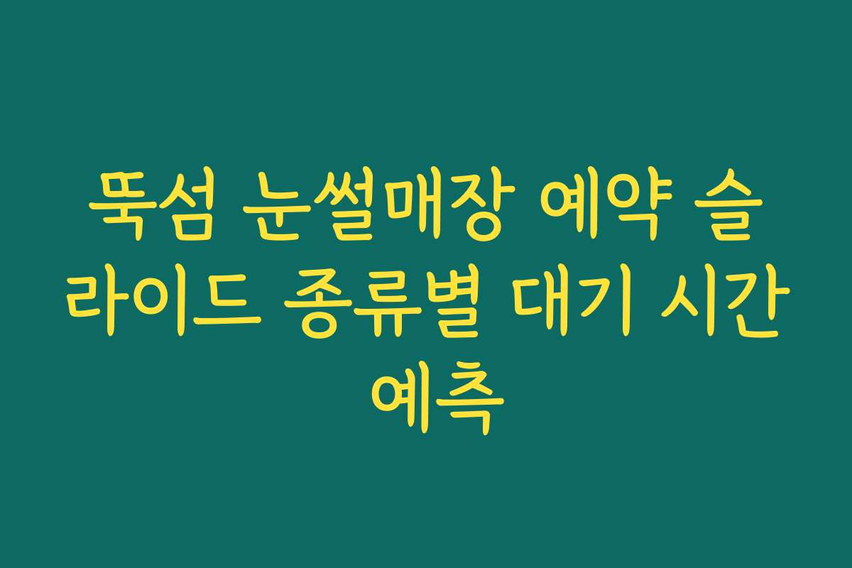 뚝섬 눈썰매장 예약 슬라이드 종류별 대기 시간 예측