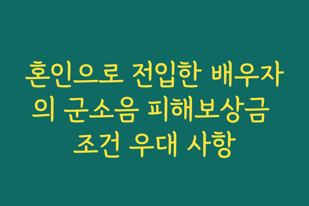 혼인으로 전입한 배우자의 군소음 피해보상금 조건 우대 사항