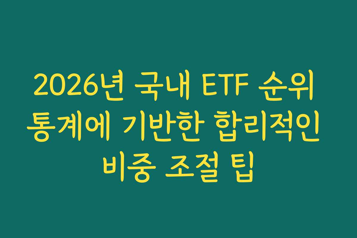 2026년 국내 ETF 순위 통계에 기반한 합리적인 비중 조절 팁