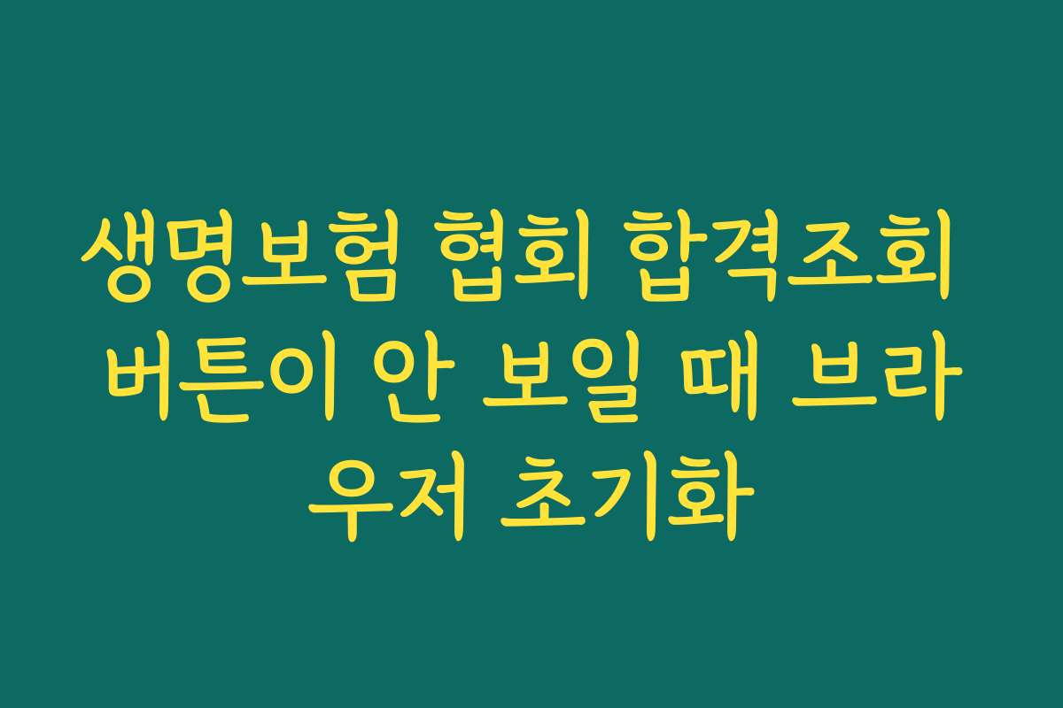 생명보험 협회 합격조회 버튼이 안 보일 때 브라우저 초기화
