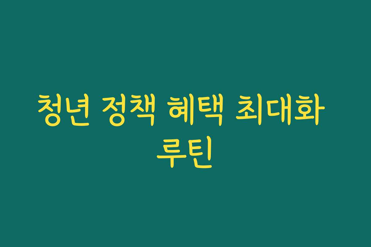 청년 정책 혜택 최대화 루틴