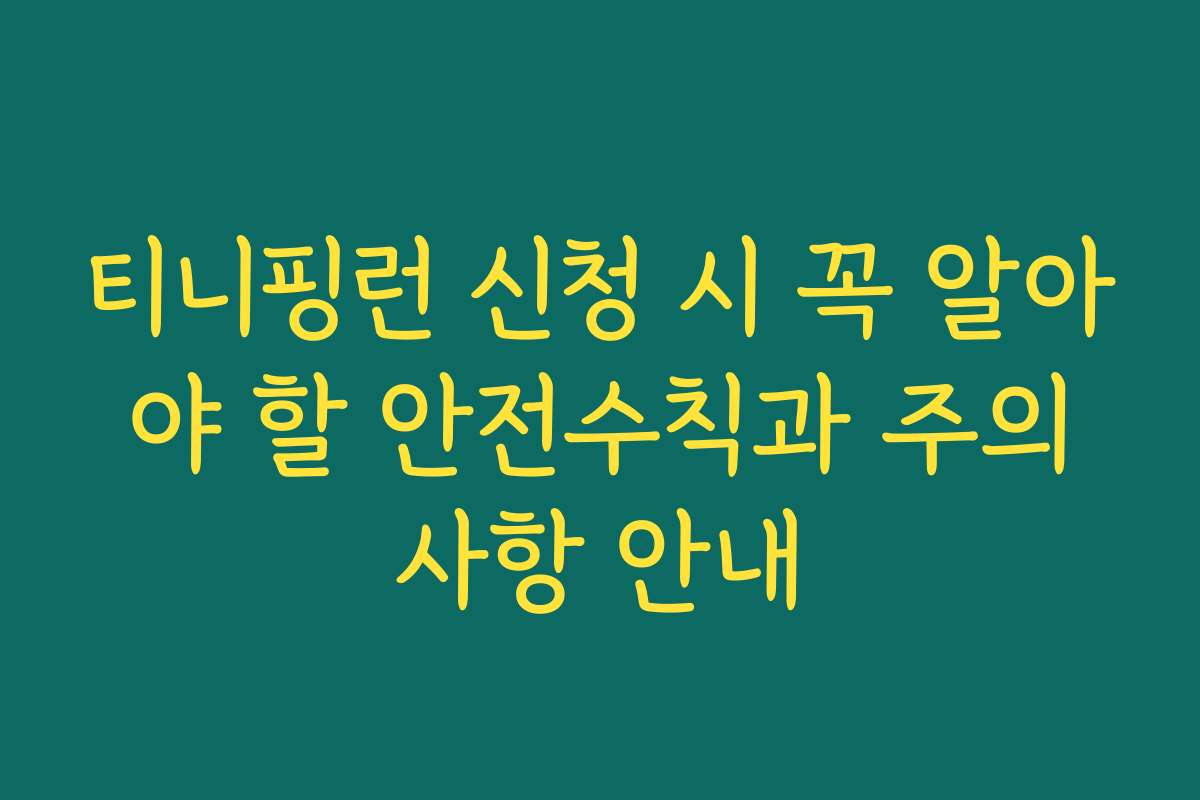 티니핑런 신청 시 꼭 알아야 할 안전수칙과 주의사항 안내