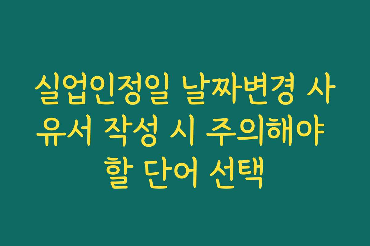 실업인정일 날짜변경 사유서 작성 시 주의해야 할 단어 선택
