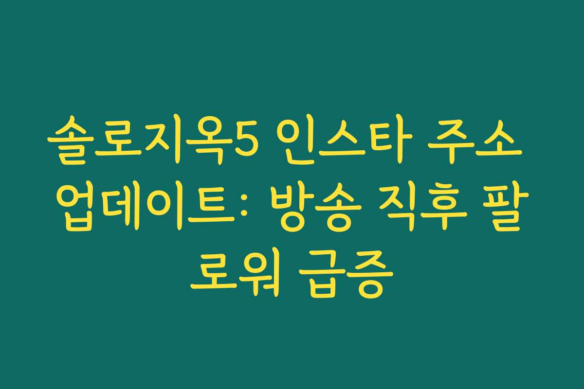 솔로지옥5 인스타 주소 업데이트: 방송 직후 팔로워 급증