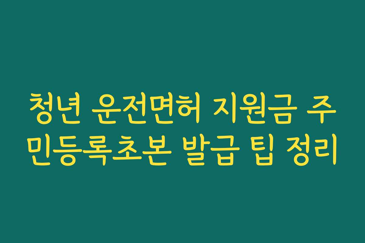 청년 운전면허 지원금 주민등록초본 발급 팁 정리