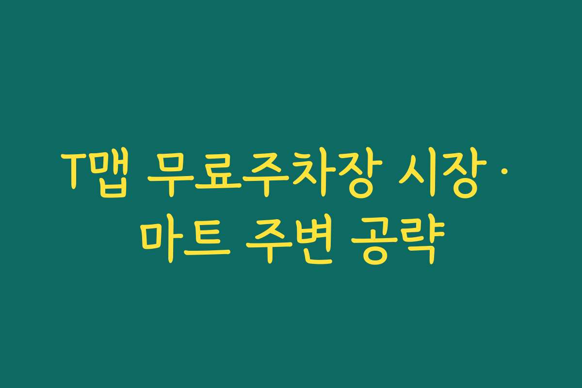 T맵 무료주차장 시장·마트 주변 공략