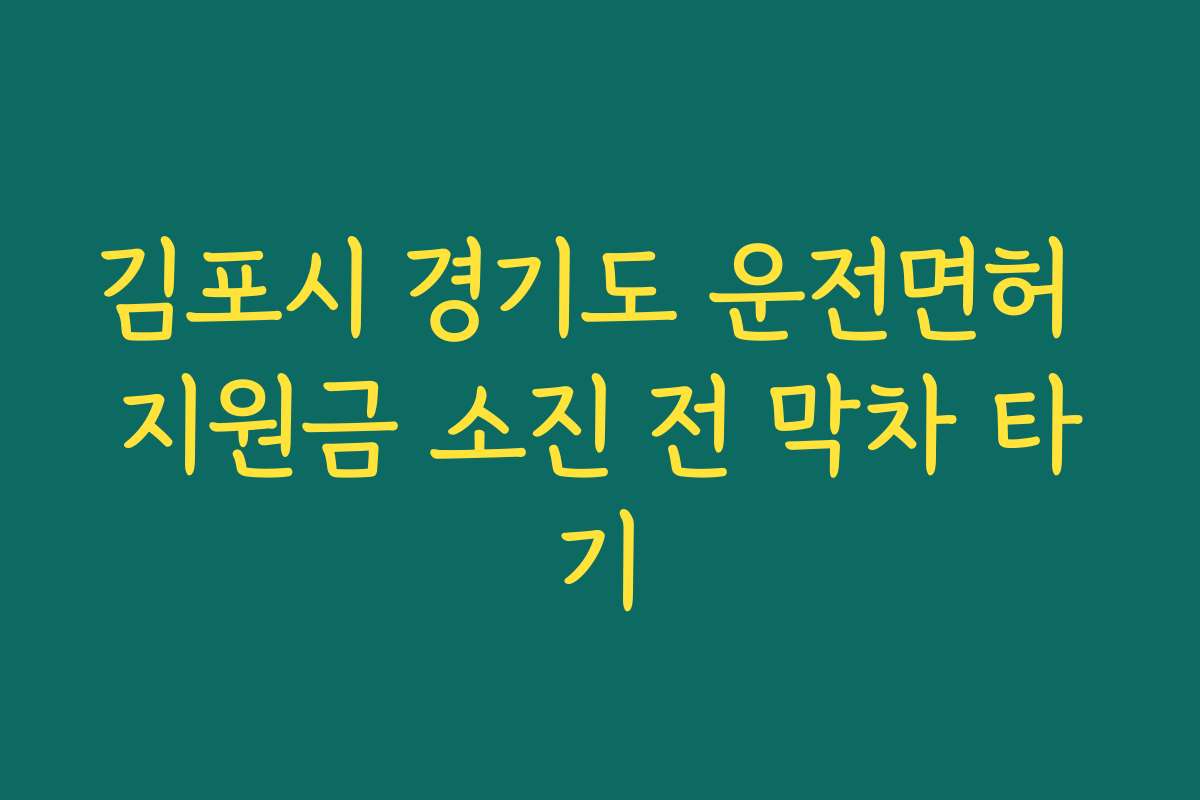 김포시 경기도 운전면허 지원금 소진 전 막차 타기