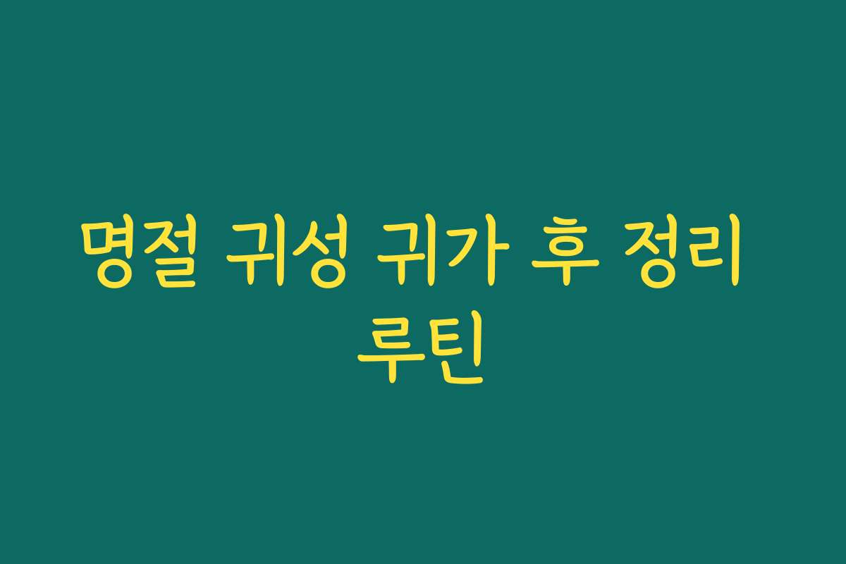 명절 귀성 귀가 후 정리 루틴