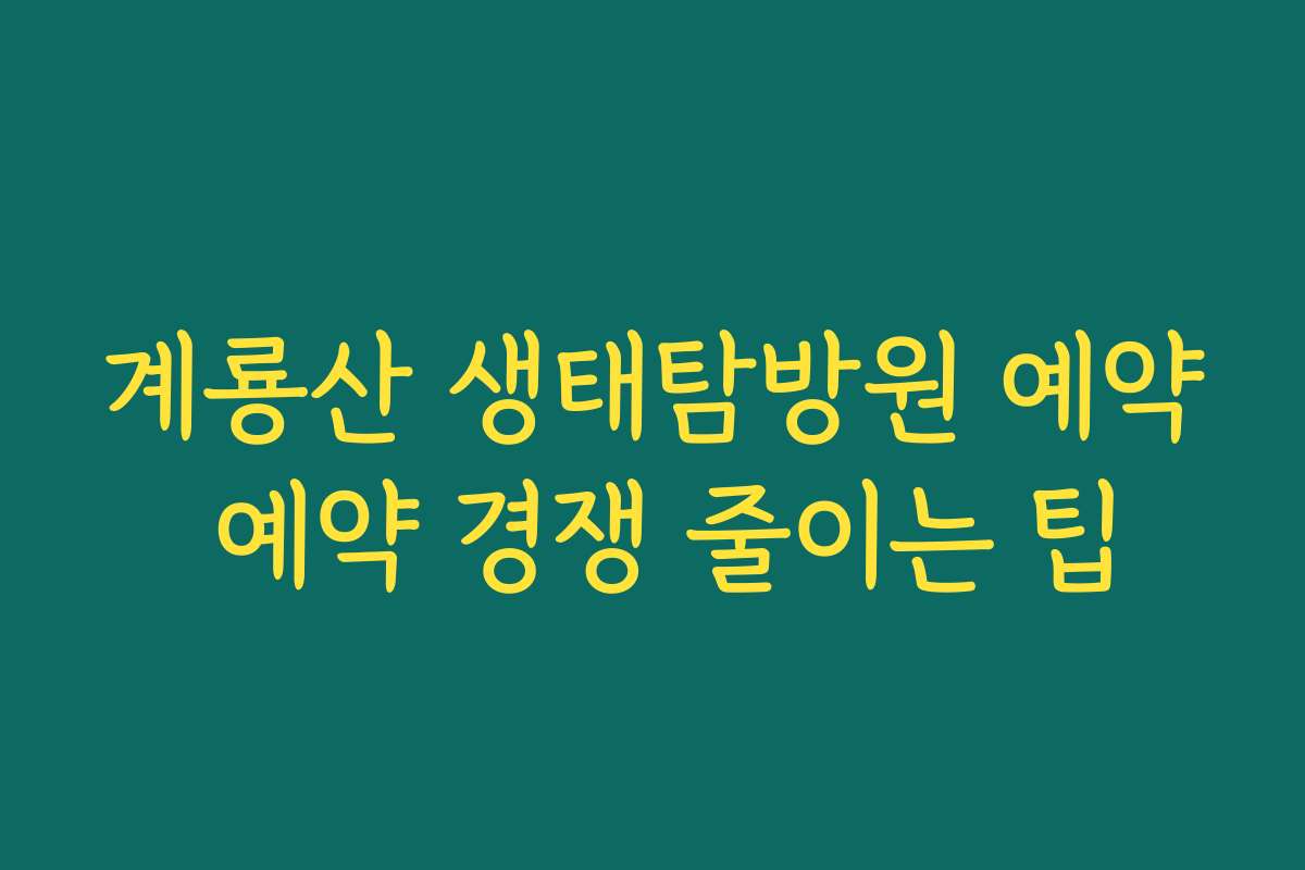 계룡산 생태탐방원 예약 예약 경쟁 줄이는 팁