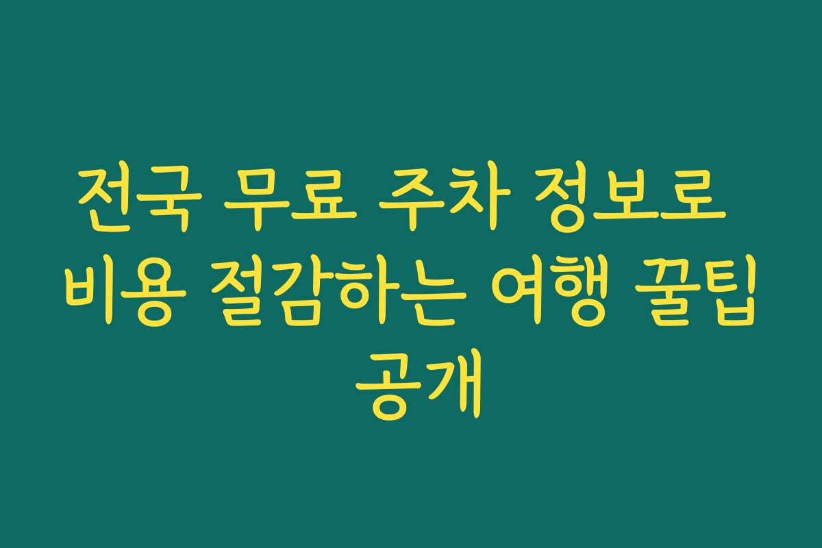 전국 무료 주차 정보로 비용 절감하는 여행 꿀팁 공개