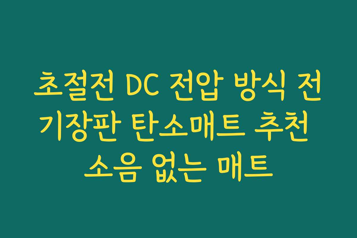 초절전 DC 전압 방식 전기장판 탄소매트 추천 소음 없는 매트