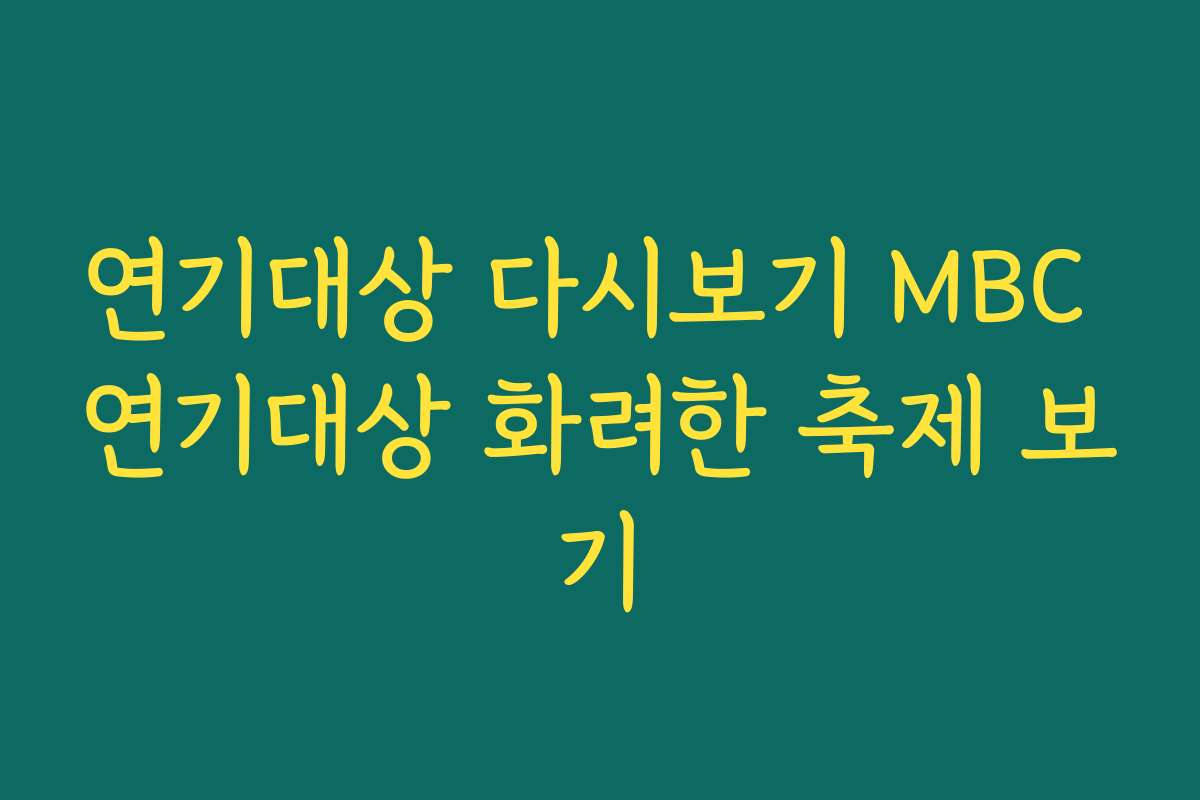 연기대상 다시보기 MBC 연기대상 화려한 축제 보기