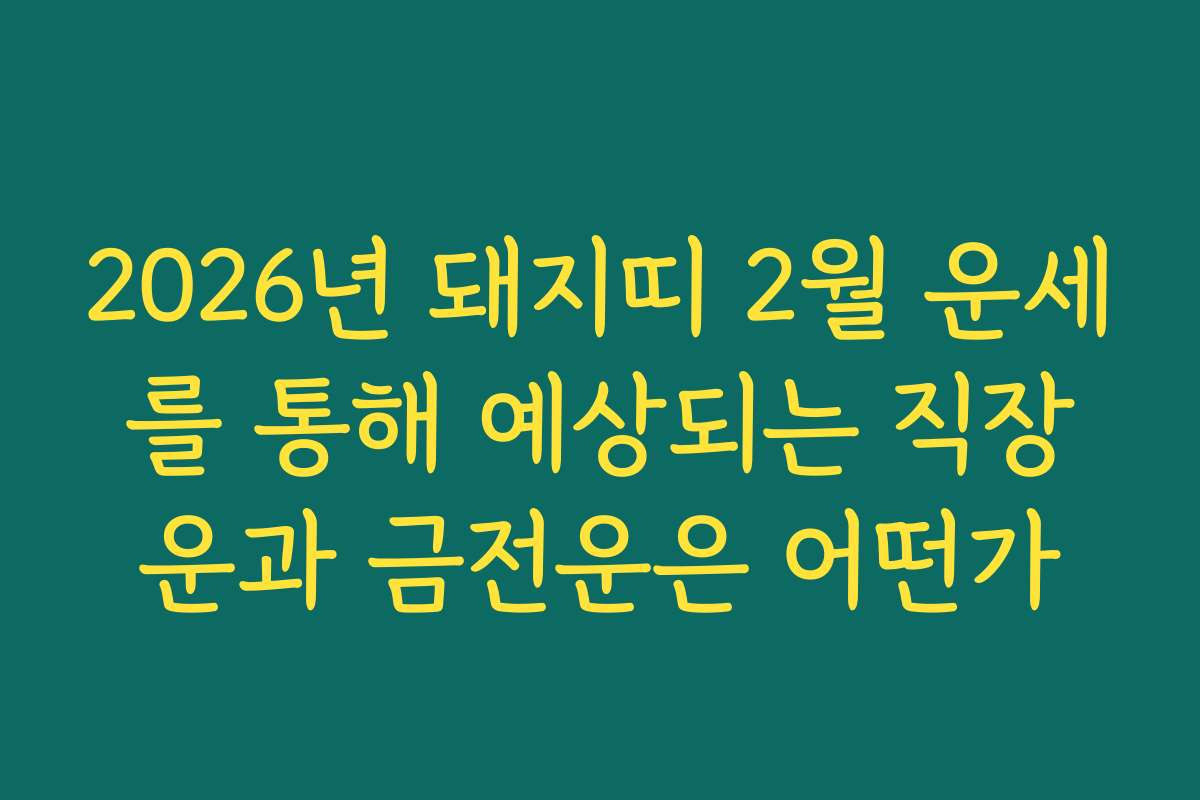 2026년 돼지띠 2월 운세를 통해 예상되는 직장운과 금전운은 어떤가
