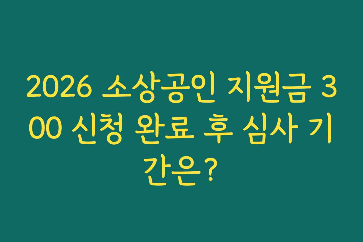 2026 소상공인 지원금 300 신청 완료 후 심사 기간은?